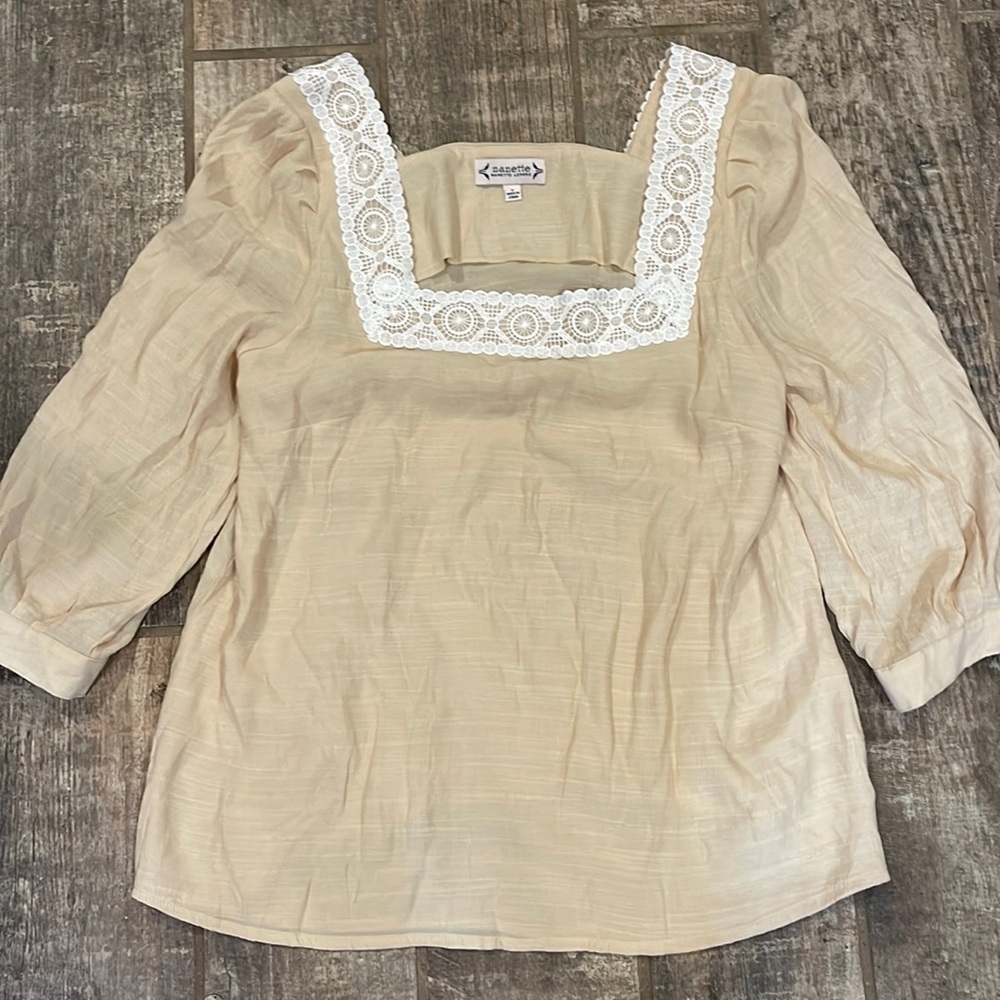 Nanette Lepore Crochet Square Neck Blouse large